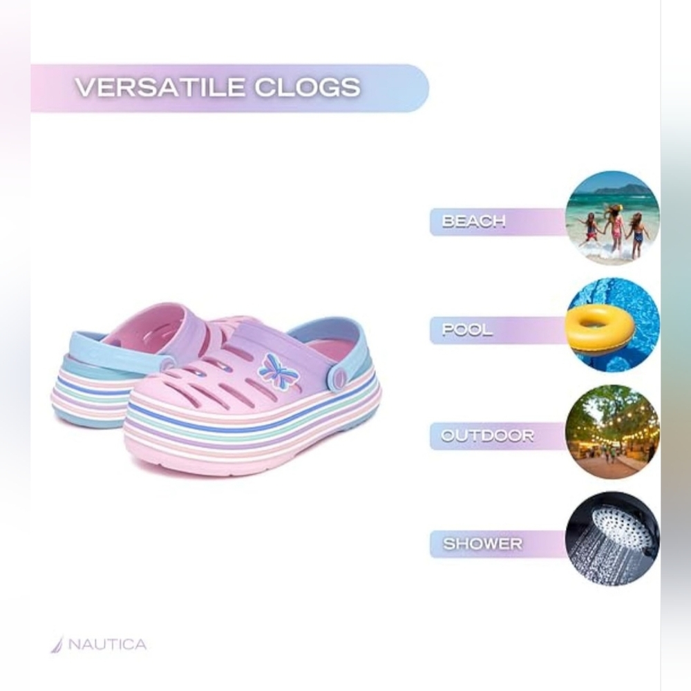 Nautica Kids Pastel Clog with Butterfly Accent. Little Girls 12 - Picture 4 of 14